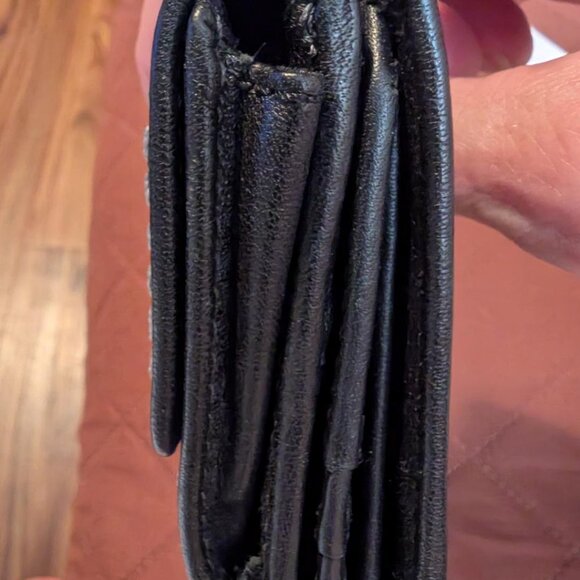 COACH BLACK LEATHER TURN LOCK LONG WALLET - Picture 9 of 10